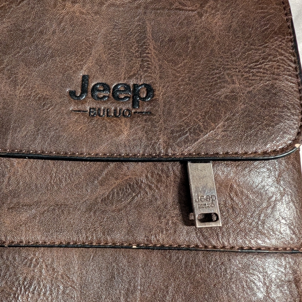Jeep Brown Leather Messenger Bag